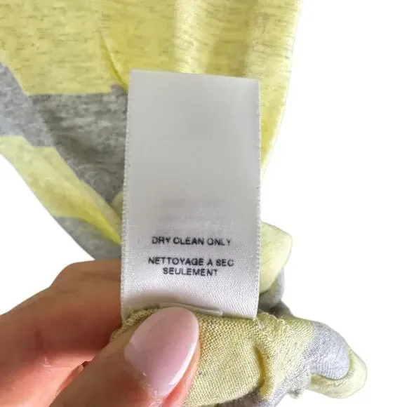 SOFT Joie Gray Yellow Stripe Y2K 2000s Layering 3/4 Sleeve Cozy Top Shirt - Picture 12 of 12